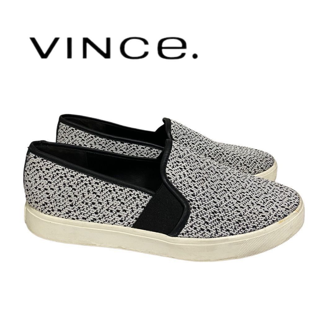 VINCE Blair Women's Black White Speckled Slip On Sneakers Loafers 8.5
